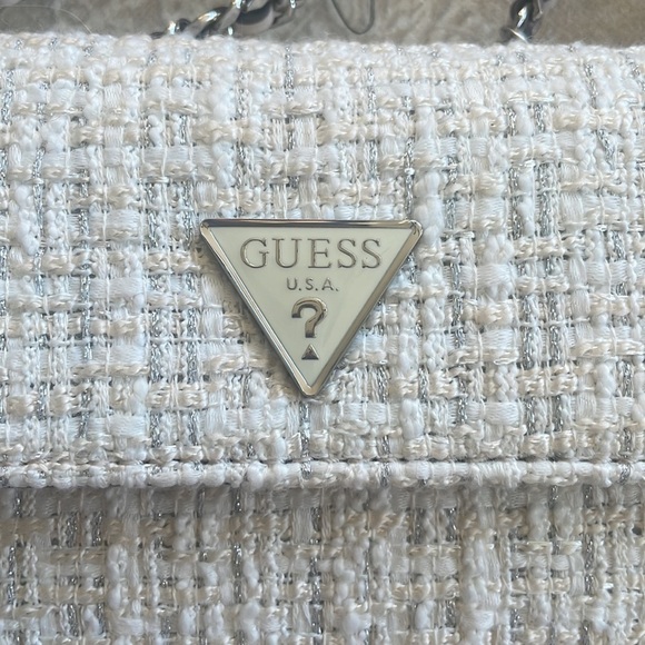 Brand New Guess White Tweed Chain Cessily Mini Crossbody Purse Shoulder Bag - Picture 4 of 15
